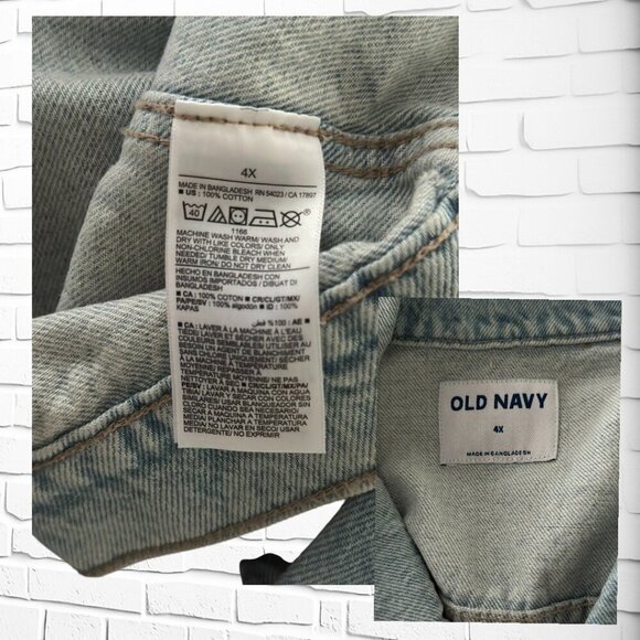 Old Navy Light Wash Denim Jacket – Size 4X (Unisex Oversized Fit) NWOT - Picture 5 of 8